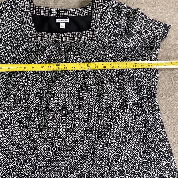 Croft & Barrow Short Sleeve Blouse Top Women's 3X Square Neck Black Geometric - Picture 8 of 9